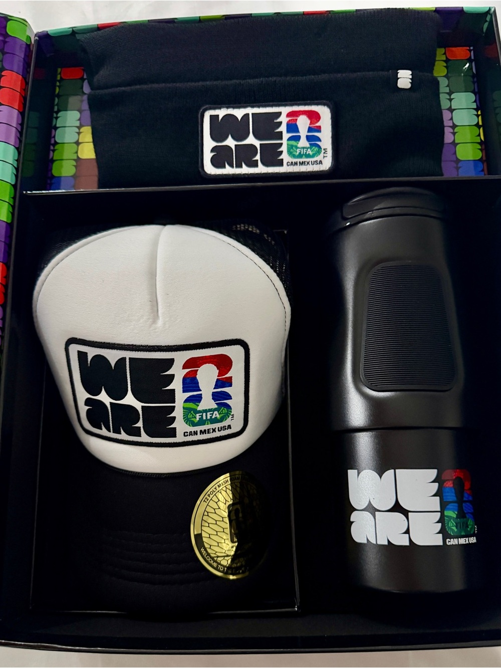 Black and White Logo Men's Cap and Tumbler Set